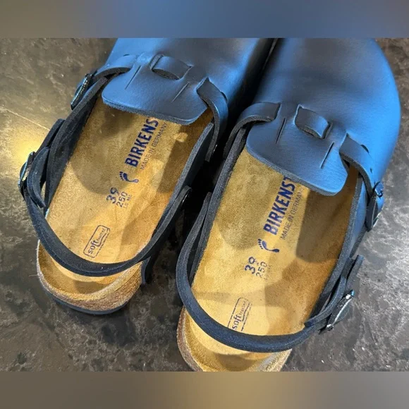 Birkenstock Boston Tokio Black Leather Clogs Size 39 - Picture 6 of 16